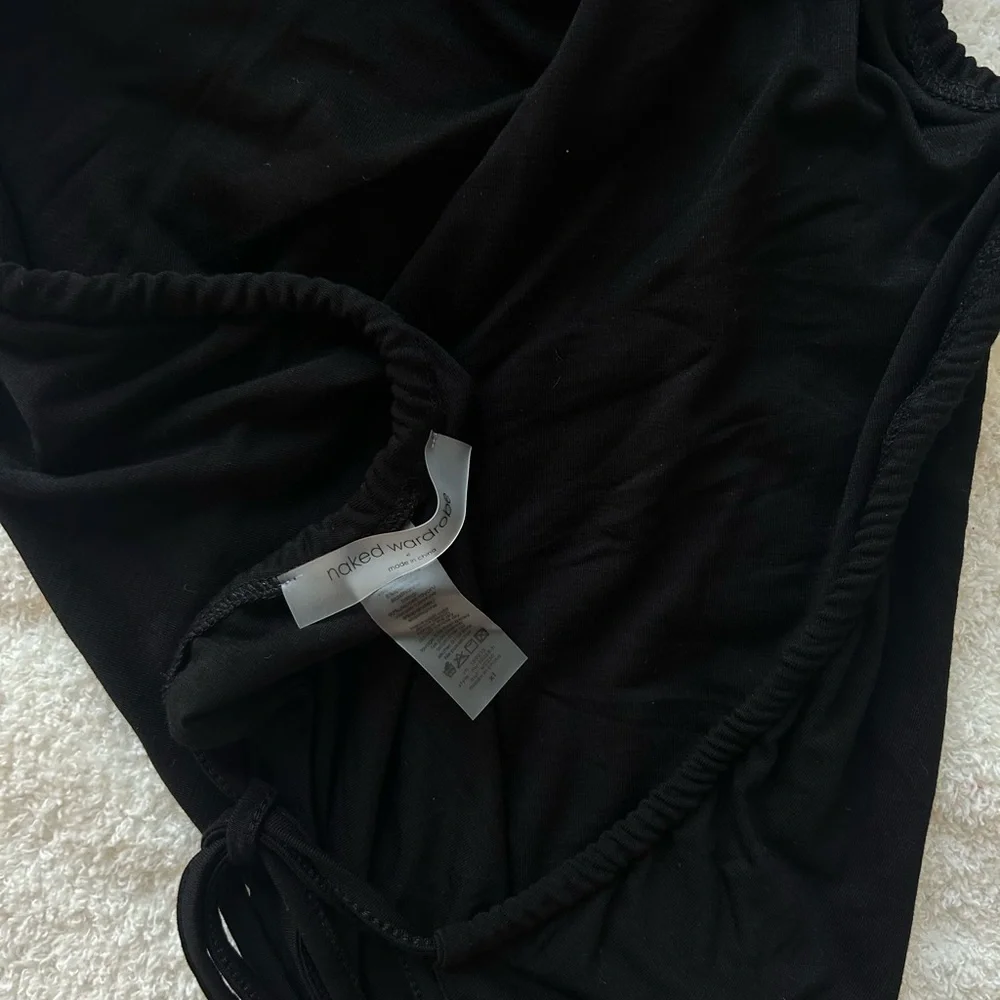 NWOT Naked Wardrobe Black Shirred Apron Tie Back Halter Top - Picture 6 of 6